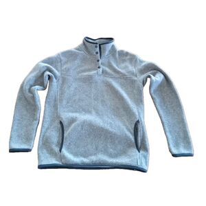 Eddie Bauer Womens Sweatshirt Gray Sz S 1/4 Button  Long Sleeve T4372